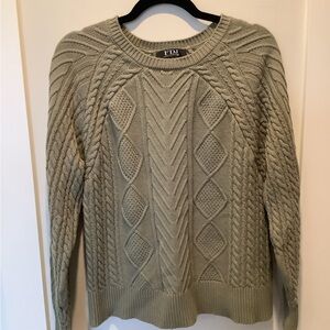 French Dressing Jeans - Cable Knit Sweater - Sage